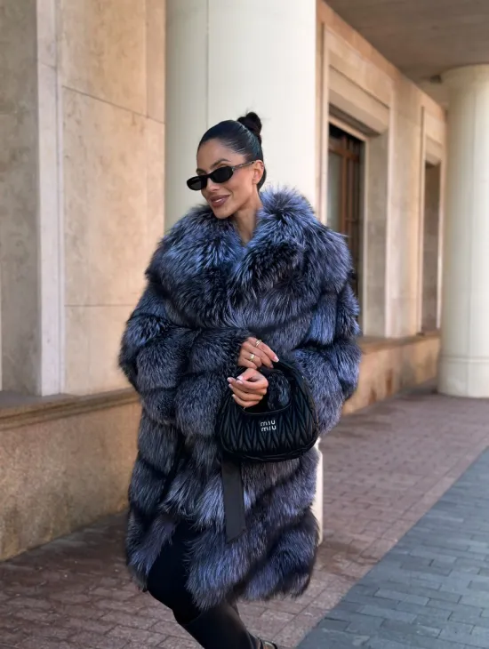 Шуба из меха чернобурой лисы - поперечка - фото 7