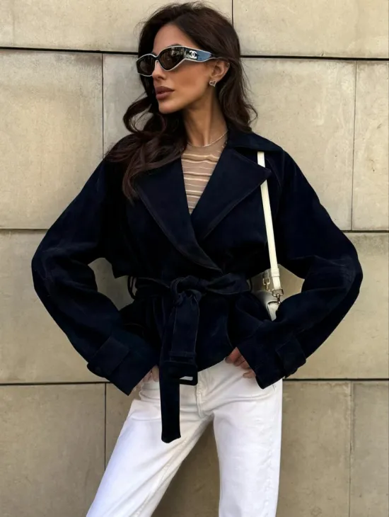 Модная куртка из замшевой кожи - фото 7