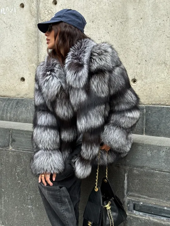 Шуба из чернобурки воротник стойка - фото 3