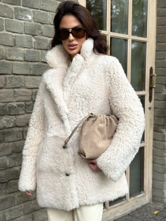 Женская дубленка - мех тиградо - фото 0