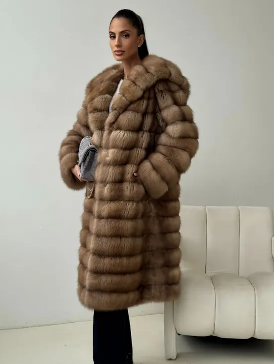 Шуба из куницы с капюшоном кобра - фото 3