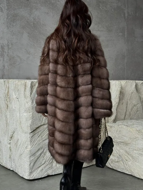 Шуба из куницы V-образный воротник - фото 3