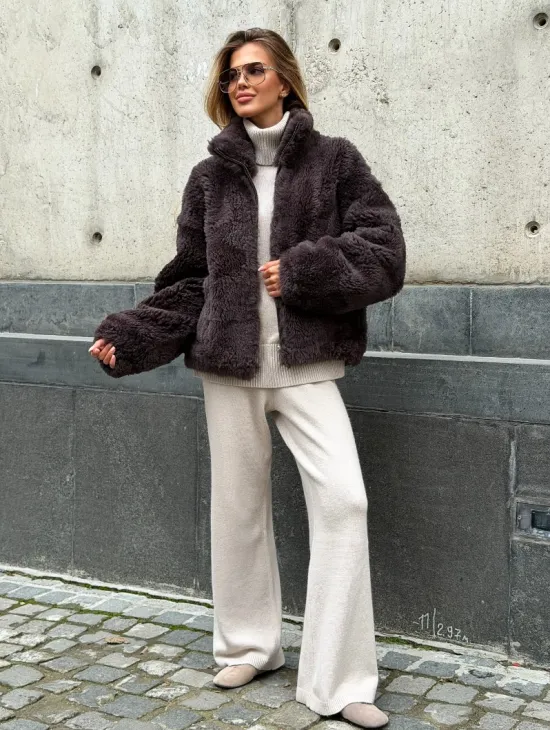 Натуральная двухсторонняя дубленка - бомбер - фото 7