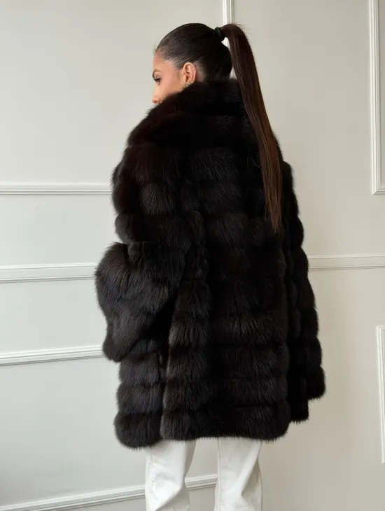 Шуба из куницы английский воротник - фото 8