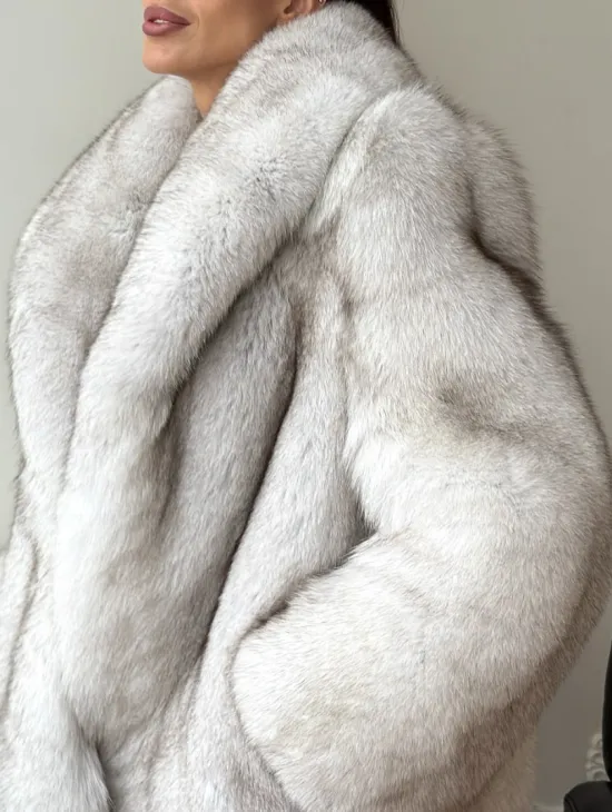 Шуба из песца - колотый лед - фото 1