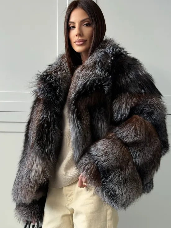 Шуба из меха блюфрост - воротник английский - фото 5