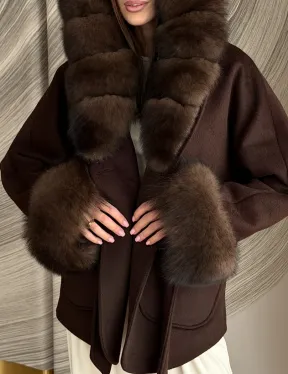 Пальто с мехом песца под соболь - фото 4