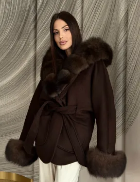 Пальто с мехом песца под соболь - фото 13
