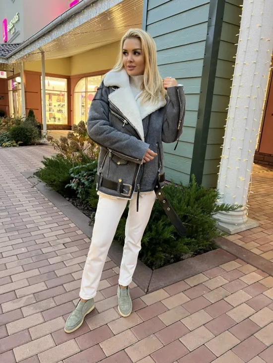 Дубленка - авиатор из винтажной кожи - фото 6